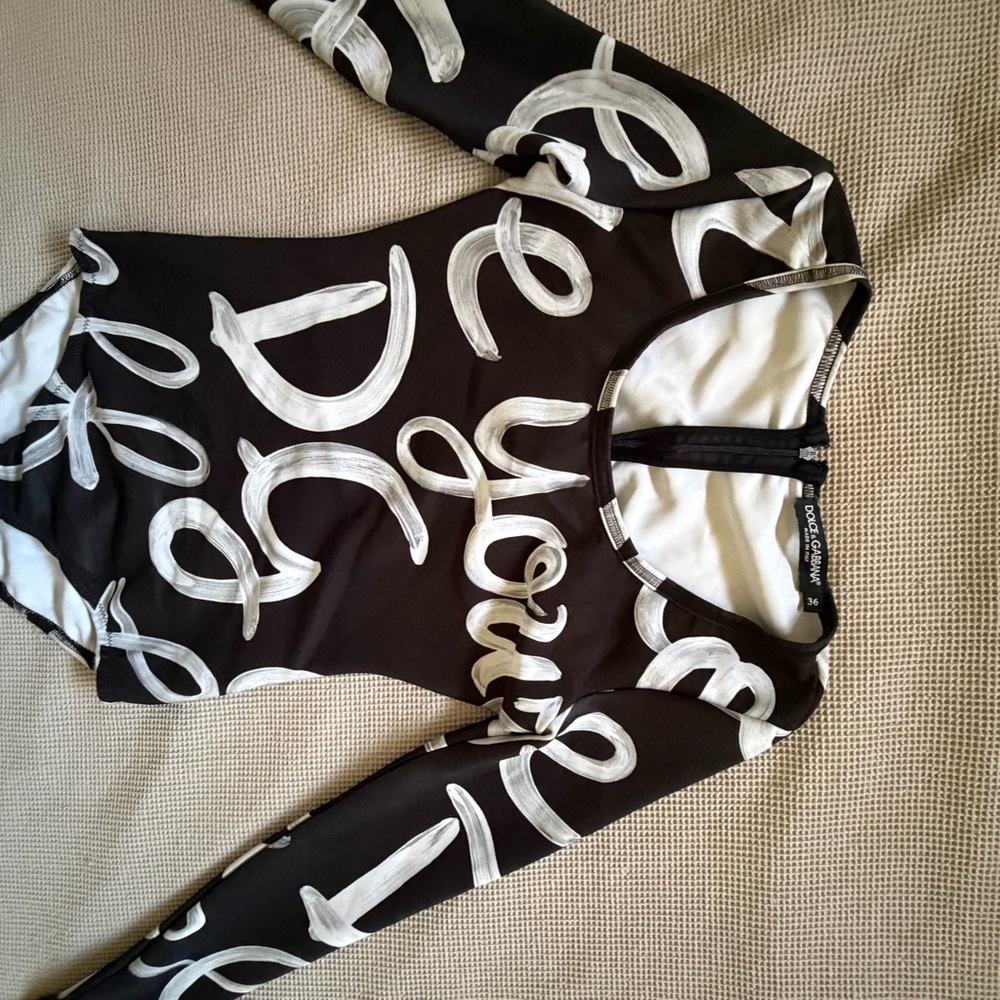 Dolce & Gabbana Monochrome Lettered Bodysuit